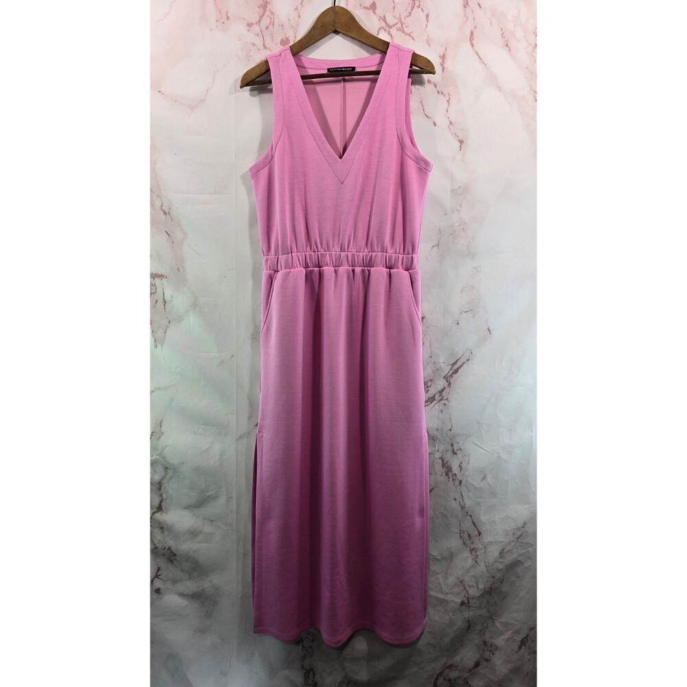 Boston Proper Dress Womens Medium Pink Maxi Long Tank V Neck Luxe Barbiecore